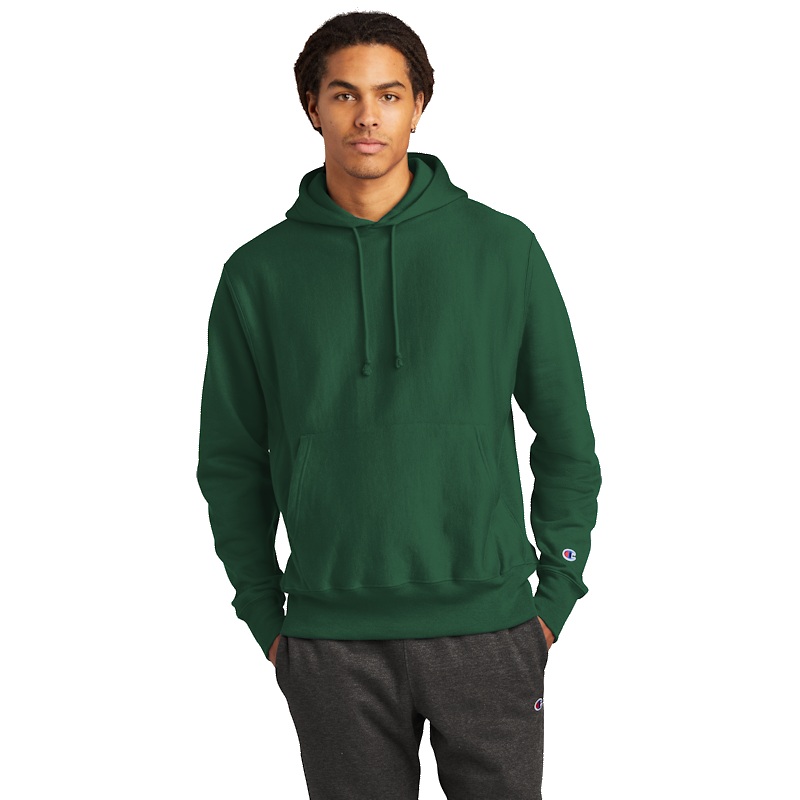 Hooded Sweatshirt | S101 with Embroidered Logo | Dark Green | XL