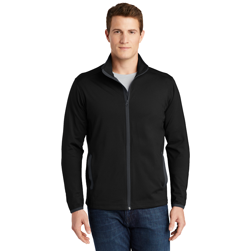 Full-Zip Jacket | ST853 with Embroidered Logo | Black/Charcoal | XL