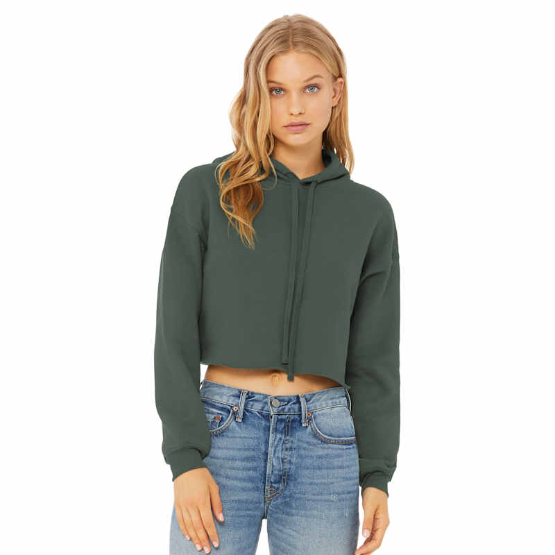 Women’s Cropped Fleece Hoodie | 1 Logo | Medium | Military Green